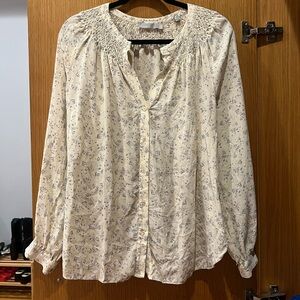 Vince Floral Silk Button Down Blouse